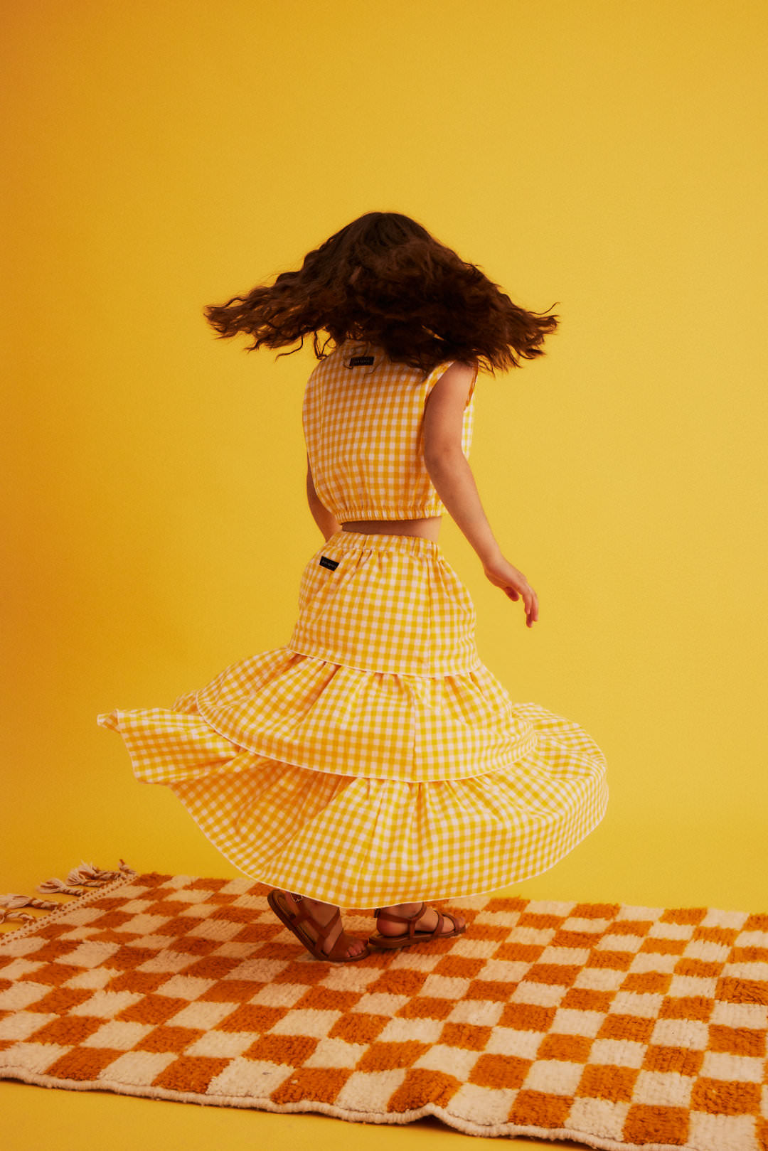 Dear Sophie Checkered Yellow Wave Skirt