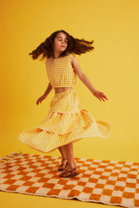 Dear Sophie Checkered Yellow Wave Skirt